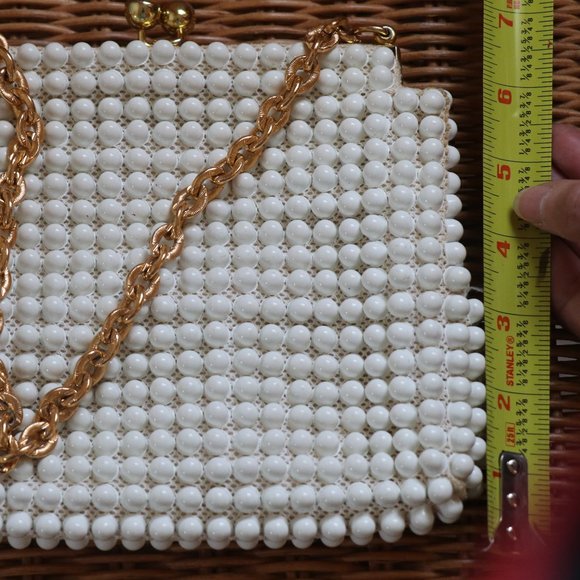 Grandee Bead Handbags - White Beaded style vintage purse
